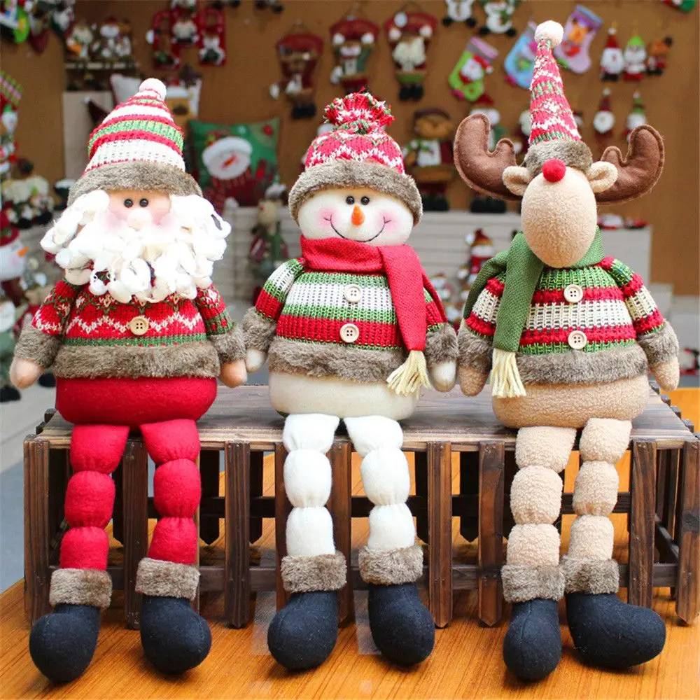 

New-Year Christmas Big Dolls Decorations Ornaments Christmas Tree Home Decor Innovative Santa Snowman Elk Window Decorations