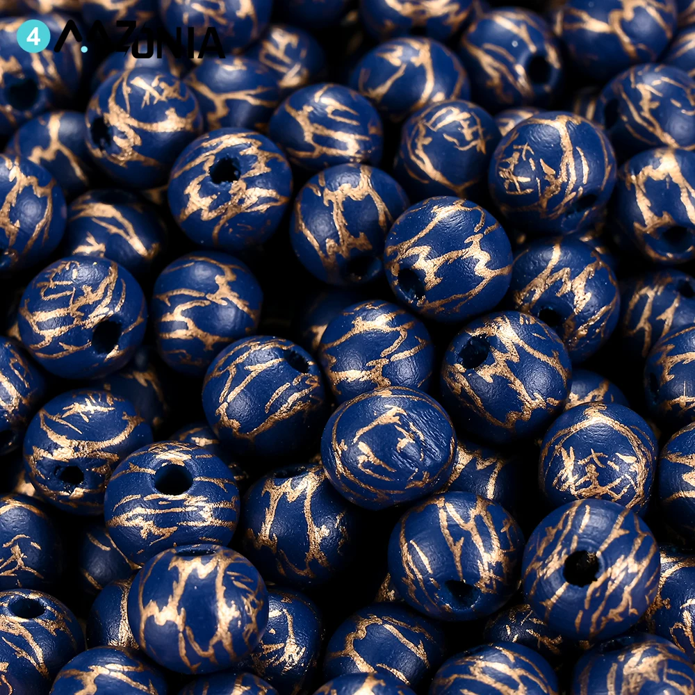Leopard Pattern Natural Wood Beads - 10mm Dyed Spacer Beads for DIY Jewelry and Bracelet Accessories