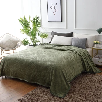 

Soft Flannel Embossing Design Cover Blanket Solid Color Spring Summer Air-conditioning Blanket Office Nap Blanket Quilt