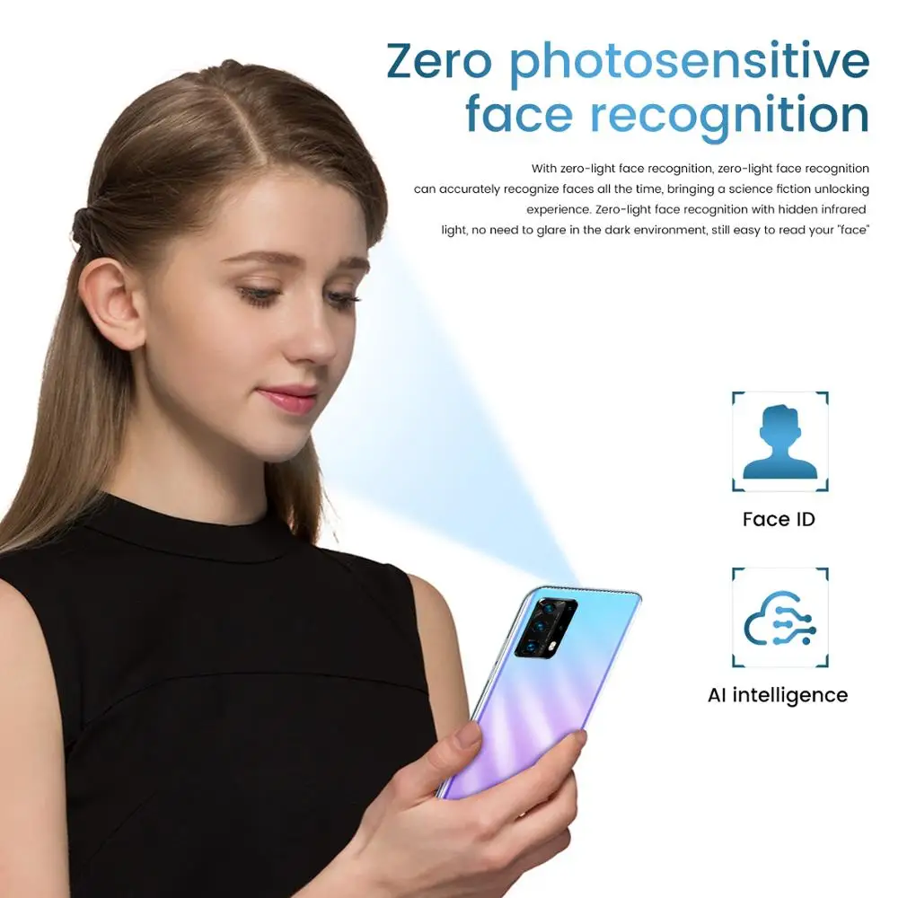 P40 Pro+ Smartphones 10 Core Android 5000mAh Cell Phones 16GB 6.5inch Mobile Phones HD+Waterdrop Screen Reflective back shell