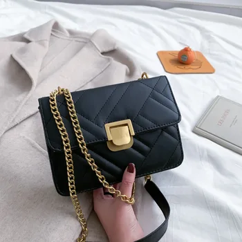 

2020 new fashion female bag messenger chain bag brand designer shoulder bag high-quality leather portable small square bag