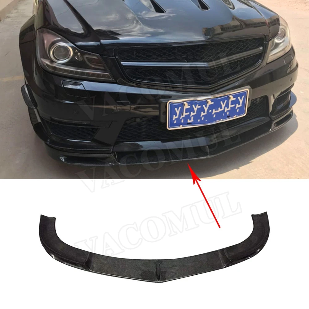 For C Class Carbon Fiber Front Bumper Lip Spoiler for Mecedes Benz W204 C63 AMG 2012-2014 FRP Head Chin Shovel Guard Car Styling