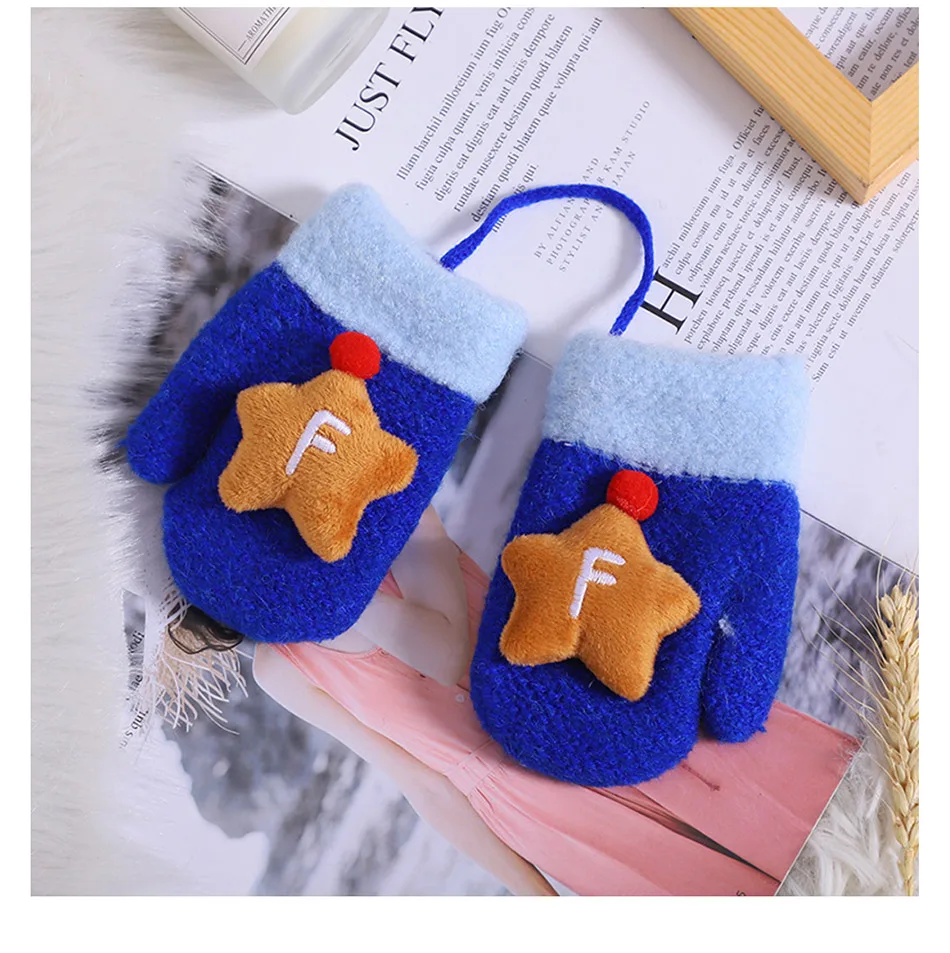 Новые милые детские перчатки для детей от 3 до 6 лет зимние вязаные шерстяные перчатки для мальчиков и девочек бархатные толстые теплые перчатки для детей