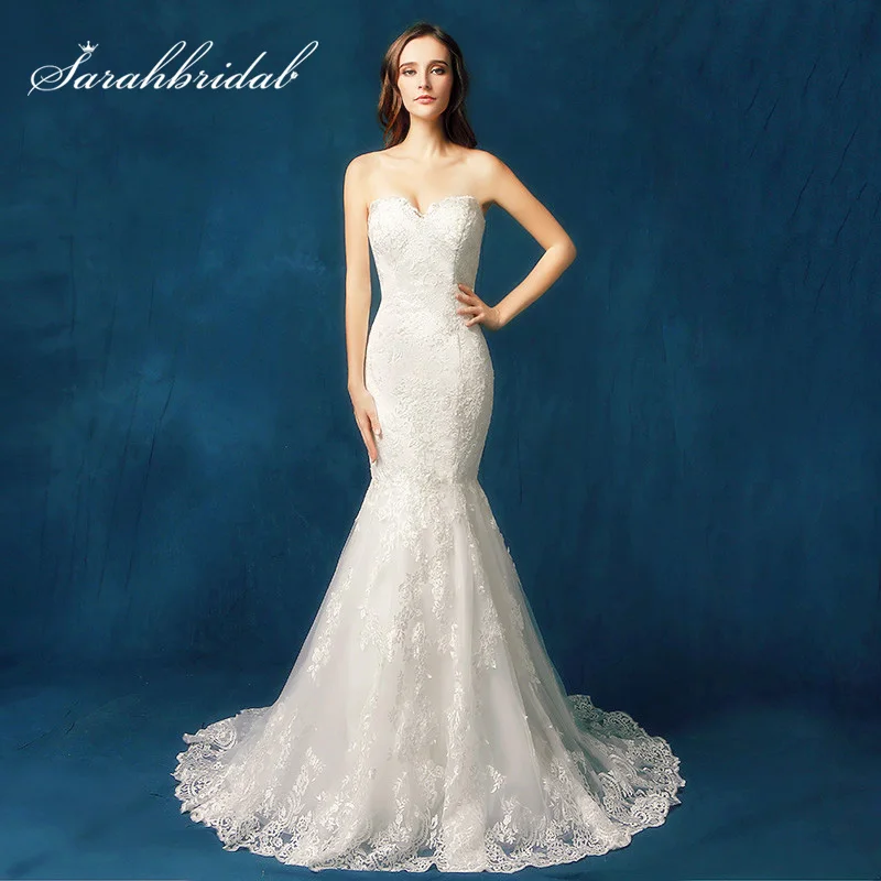 

High-End Princess Wedding Dresses 2019 Prices in Euros Sweetheart Mermaid Tulle Zipper Back Button Ivory Bridal Gowns SW085