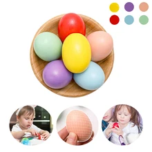 

1pcs Natural Wood Simulation Eggs Manual Graffiti Painted Exercise DIY Creative Colorful Egg Children Early Educational Toy