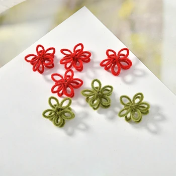 

Newest 3D Wool Velvet Hollow Out Alloy Flowers Craft 40pcs 15mm Floral DIY Jeewelry Earring Necklace Floating Pendant Ornaments