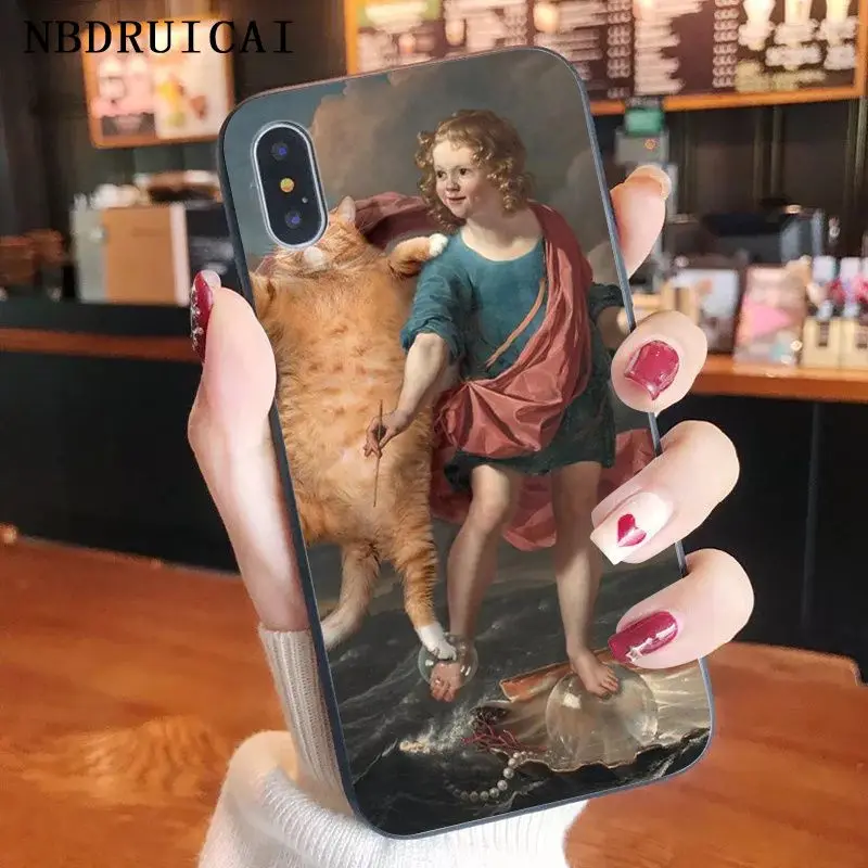 Fun5S Funny Cartoon Phone Case Leonardo da Vinci Mona Lisa Pat Cat