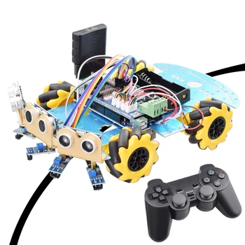 Line Tracking Obstacle Avoidance Mecanum Wheel Robot for Arduino Starter Kit Smart Car with PS2 RC Robotics Educational STEM Toy smart car tracking robot 4 line sensor module infrared tracing black line identification agtech