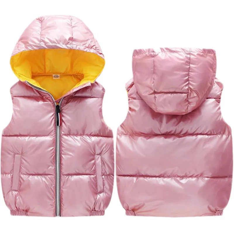 2021 Autumn Winter Children's Down Cotton Vest Hooded Waterproof Vest