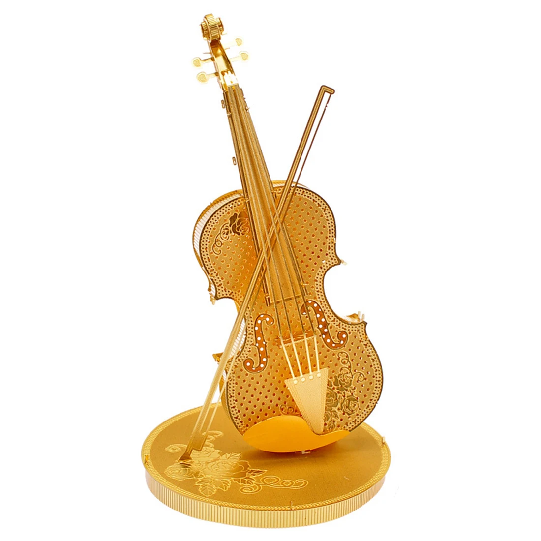 

3D Stereo Metal Puzzle Model DIY Assembly Metal Musical Instruments Ornaments For Home Decor - Golden Violin