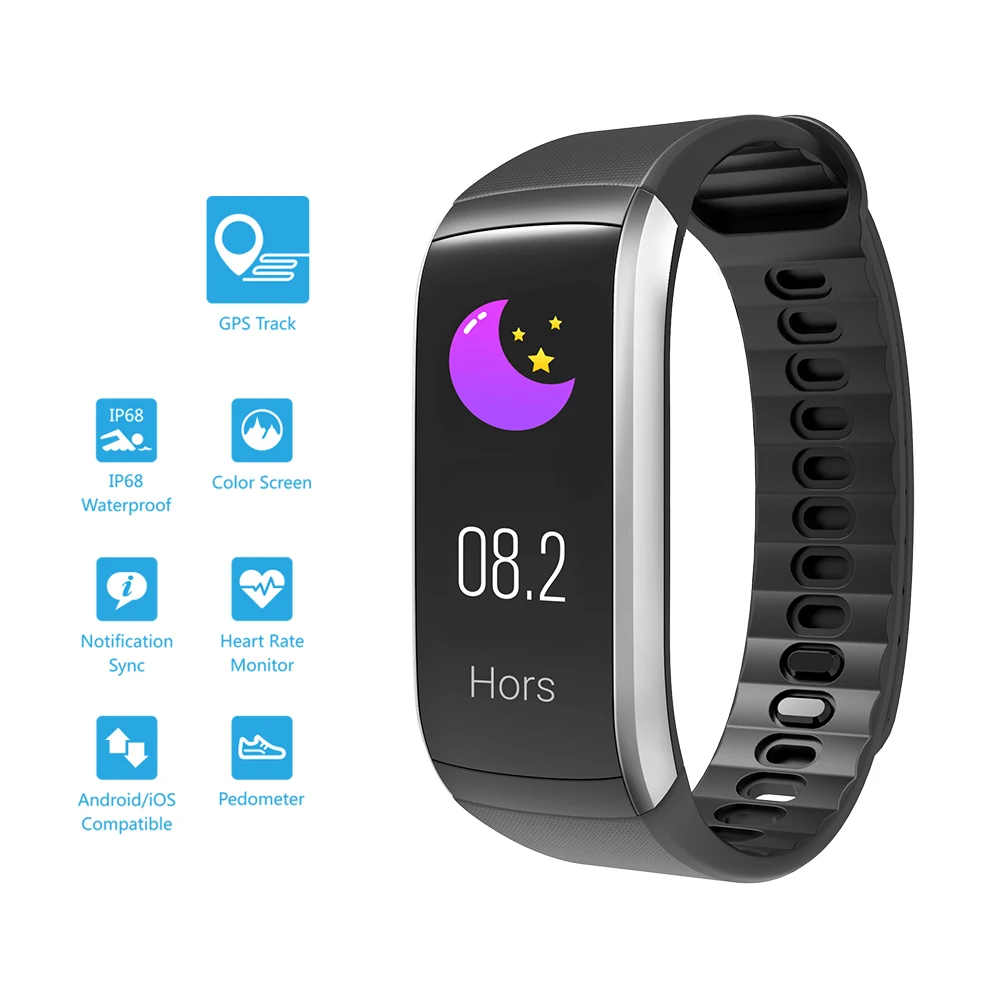 

Kingwear KR02 Built-in GPS IP68 Waterproof 0.96inch Color Display Dynamic HR Monitor Multi-sport Modes Fitness Smart Watch