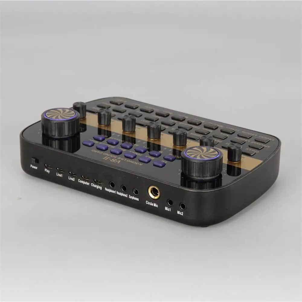 V8-II Audio Mixer Sound Card Microphone Live