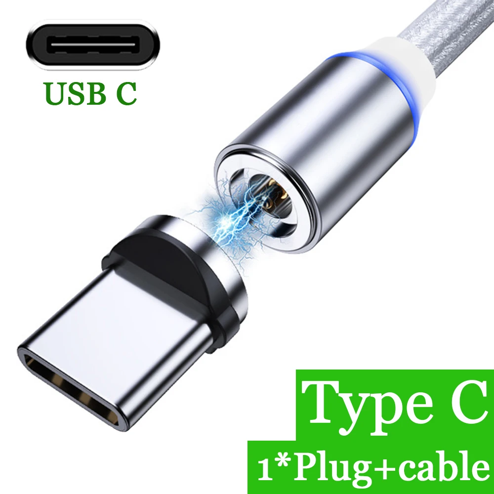 Кабель для передачи данных Магнитный кабель Micro usb type-C кабель USB Tipo C магнитное зарядное устройство Кабо USB Магнитный usb кабель для зарядки Магнитный iphone - Цвет: silver for type c