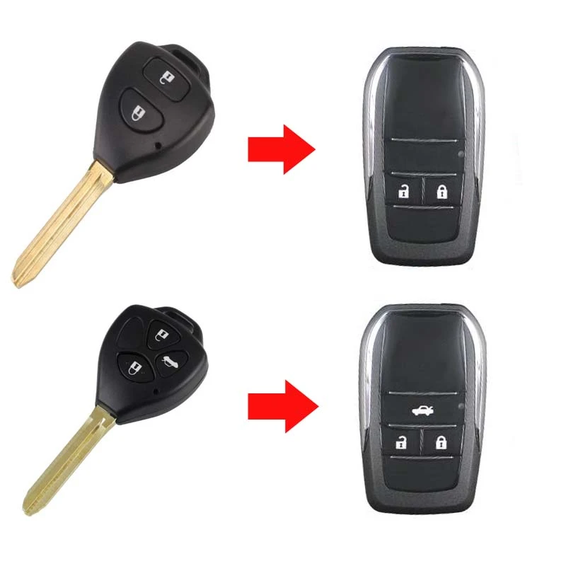 New Uncut Key Case Shell for Toyota Prado Rav4 Avalon Camry Corolla Echo Remote No Chips Inside 2 Buttons On Side 