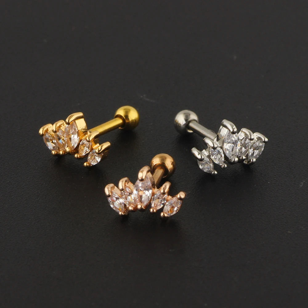 JUNLOWPY 16G Tragus Earrings Lip Rings Studs Surgical Steel Cartilage Helix Ear Barbell Wholesale Body Piercing 50pcs For Women