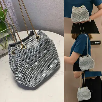 

Silver Diamante Crystal Bride Purse Evening Party Handbag Wedding Bridesmaid Bag