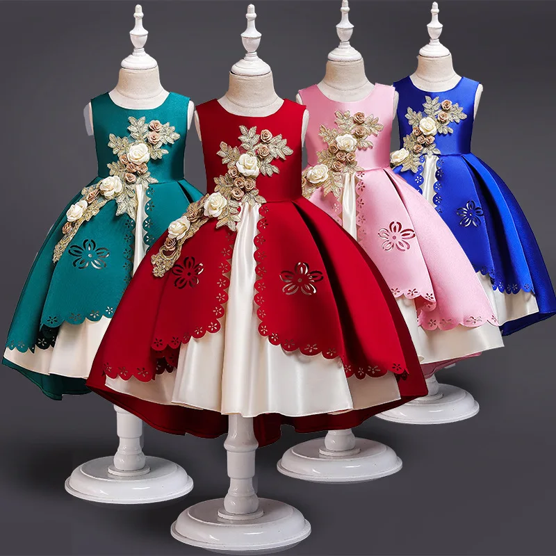 Детские платья для девочек; элегантное рождественское детское вечернее платье принцессы; свадебное платье с цветочным узором для девочек; Vestido Rapunzel