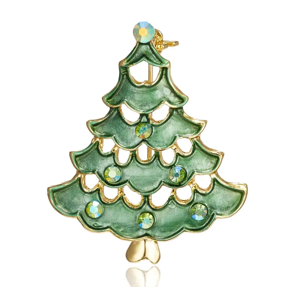 24 стиля винтажные многоцветные Кристальные рождественские броши в виде дерева женские Стразы брошки и булавки для воротника модные ювелирные изделия - Окраска металла: 1