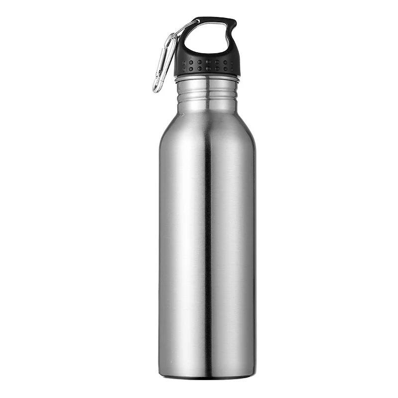 1 шт одна стена 750 мл Высокая емкость нержавеющая сталь Велоспорт Кемпинг бутылка для воды для спорта на открытом воздухе логотип на заказ - Цвет: 1 silver