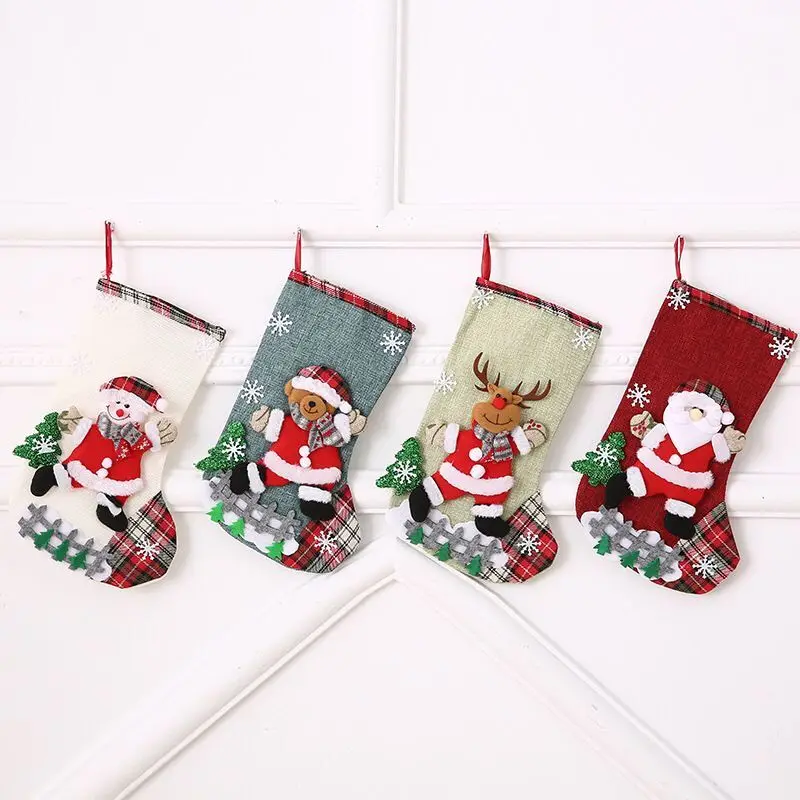 Christmas Xmas Tree Hanging Party Decor Santa Stocking Sock Gift Candy Bags 32x19cm | Дом и сад