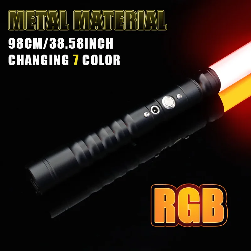 

98cm Rgb Metal Color Changing Lightsaber Duel Sound with Metal Handle 7color Led Adjustable Volume Power Lightsaber Weapon
