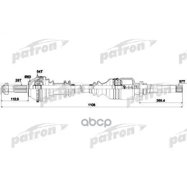 Полуось Прав Fiat: Ducato, Peugeot: Boxer 1.9-2.5d/Td Me5/Ml 94 1.4q Abs Колеса R15, Z: 37 В Кпп PATRON арт. PDS0085
