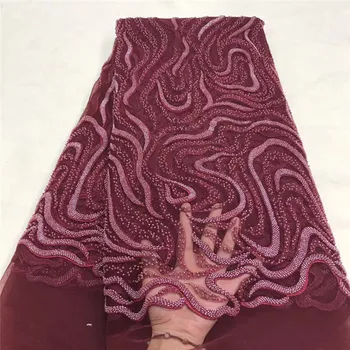 

5yards special beads tube design beautiful net tulle lace fabric good quality mesh lace fabric for wedding dress JYAU061