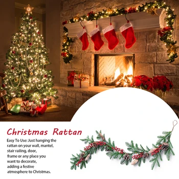 

Hanging Christmas Rattan Party Gifts Door Window Wall Garden Festival Decor Garland Home Backdrop With Pine Cones Artificial