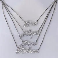 UWIN Custom Stainless Steel Name Necklace With Rhinestones Letters Choker Personalized Name Pendant Chain Accessories Jewelry