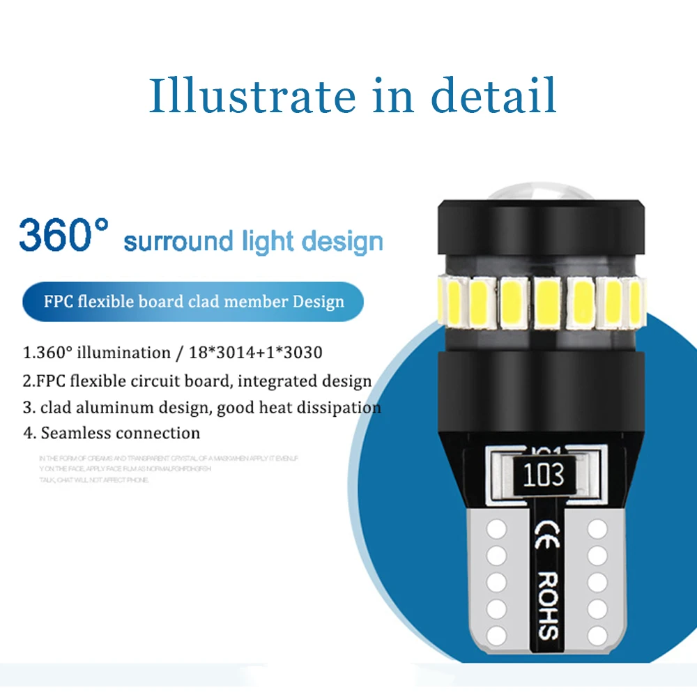 Светодиодный светильник для номерного знака, лампа 3014+ 3030 чип 18smd 6500K 12 V, позиционный светильник