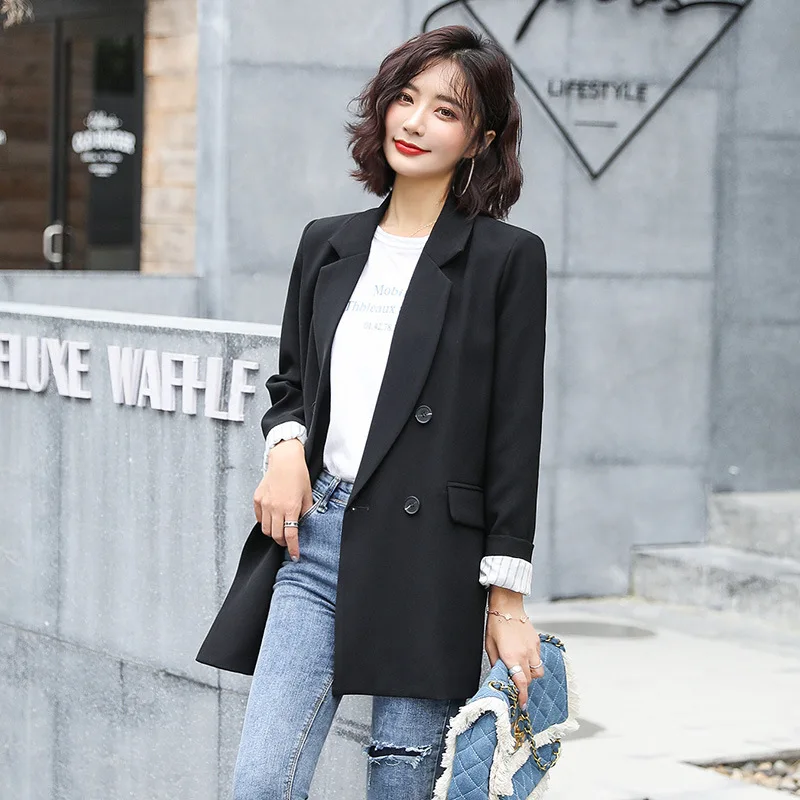 

2019 Autumn New Style Simple Fashion Mid-length England Leisure Suit Coat Able Ol Elegant Versatile WOMEN'S Dress