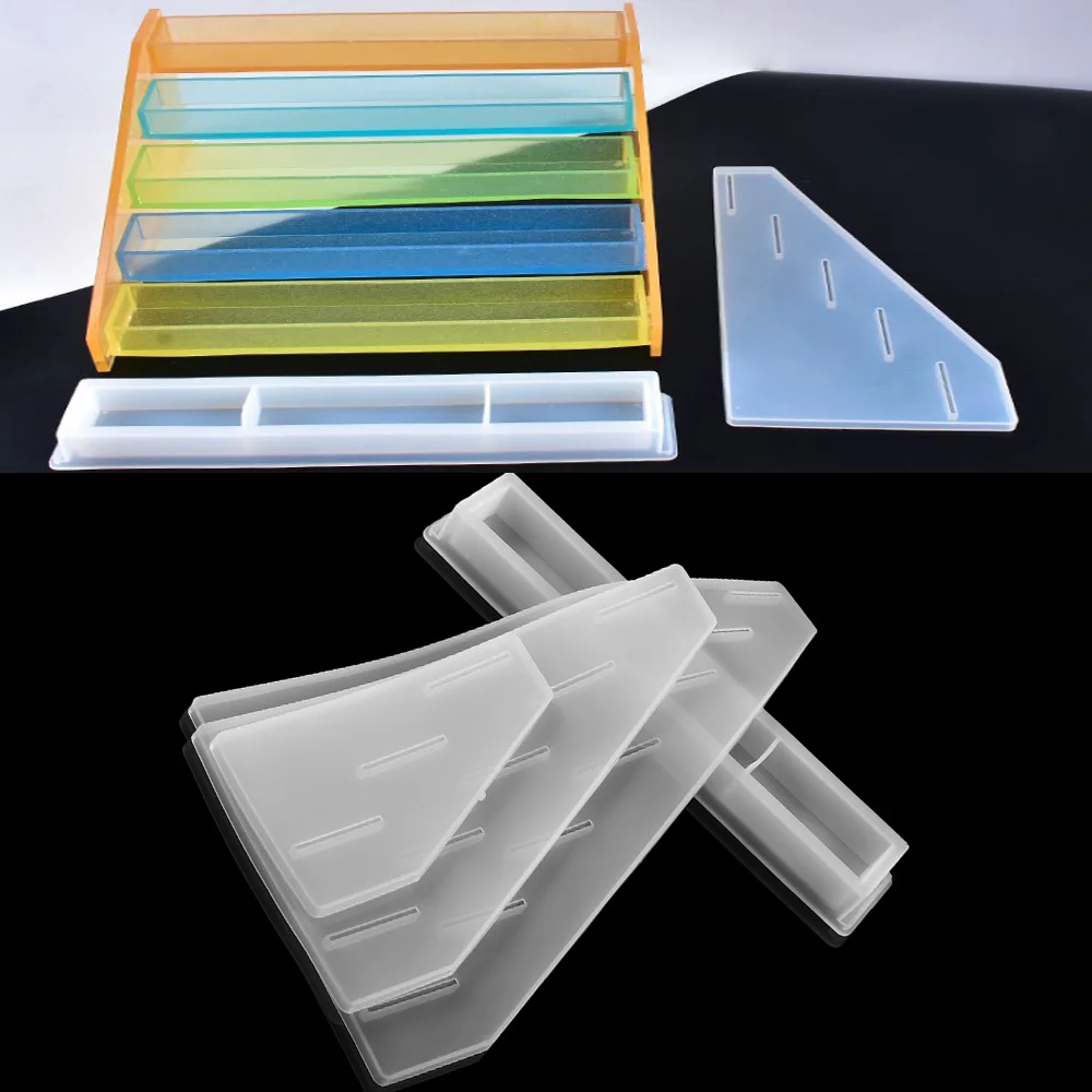

3 5 7 Layer Lipstick Storage Display Box Silicone Mold Trinket Cosmetic Storage Epoxy Resin Casting Mold For DIY Jewelry Making