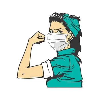 

Stylish Hero Anti-epidemic Nurse Vinyl Car Sticker Motorcycle Body Auto Parts Car Bumper Decal ZWW-2046, 13cm*11cm