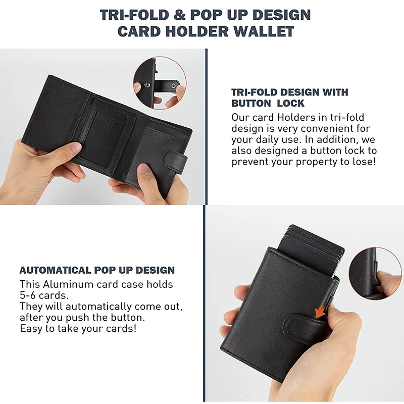 Leather Wallet RFID Blocking with Coins Pocket