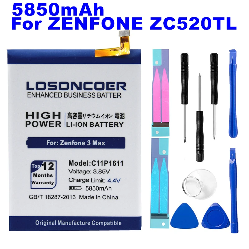 

LOSONCOER 5850mAh C11P1611 Battery For ASUS Zenfone 3 Max Z3 Max ZC520TL Battery
