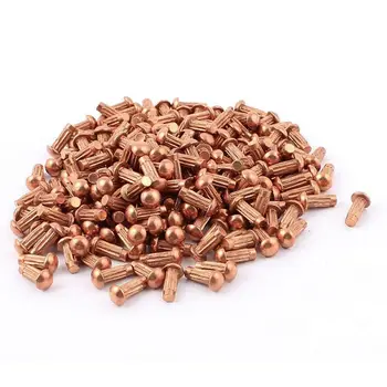 

200 Pcs 1/8 inch x 5/16 inch Copper Round Head Solid Rivets Knurled