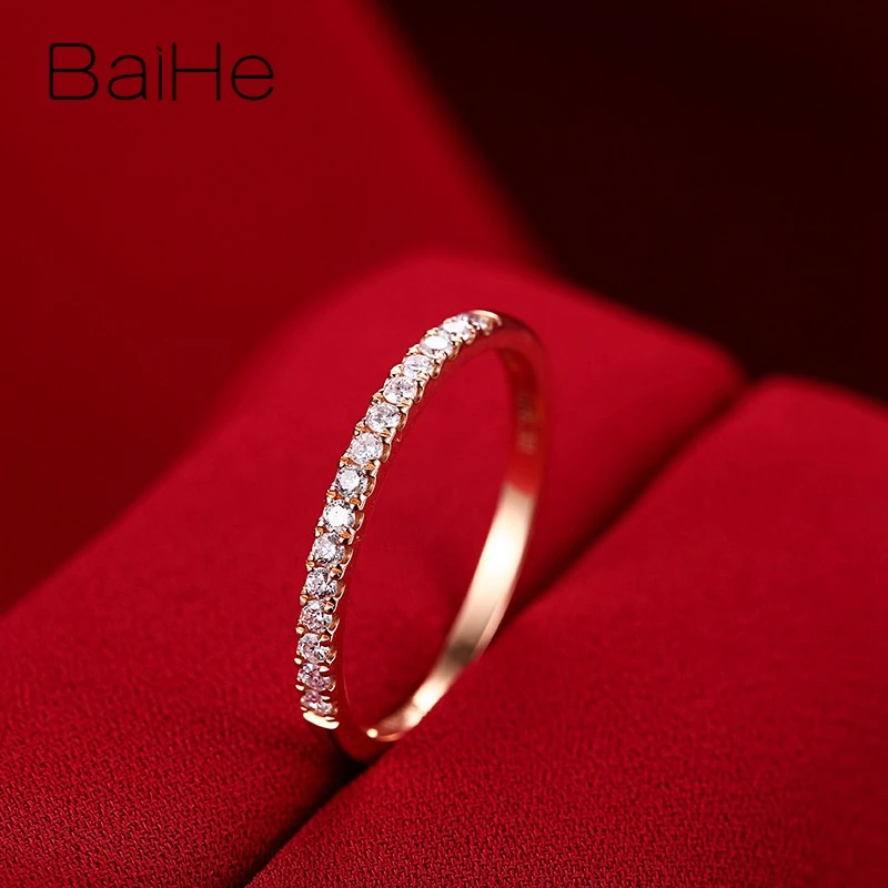 BAIHE, 18 К, белое золото, всего 0.10ct, сертифицировано, Круглый,, настоящие натуральные бриллианты, для женщин, Трендовое, хорошее ювелирное изделие, уникальный подарок, кольцо