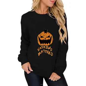 

Women’s Halloween Sweatshirts, Round Neck Long Sleeve Pumpkin Pattern Pullover Outfits