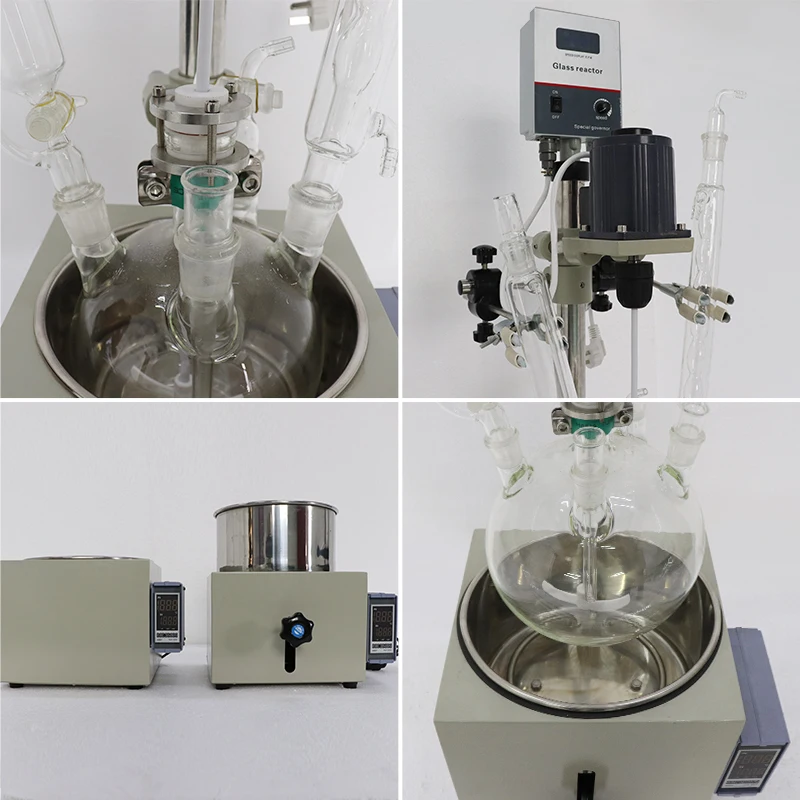 1Л лабораторный пробный масштаб Электрический нагревательный однослойное стекло реактора с функцией перемешивания