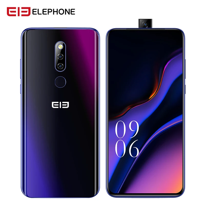 Elephone PX 6,5" FHD+ полноэкранная 16 МП всплывающая камера, глобальный мобильный телефон Android 9,0, четырехъядерный смартфон с отпечатком пальца - Цвет: Lumia Purple