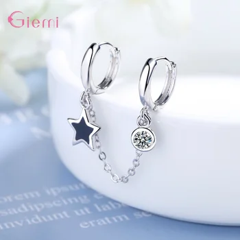 

Novel Models Pretty Nice Genuine 925 Sterling Silver Earrings With Bright AAA Grade Crystal Newest Women Double Ear Hole Earring