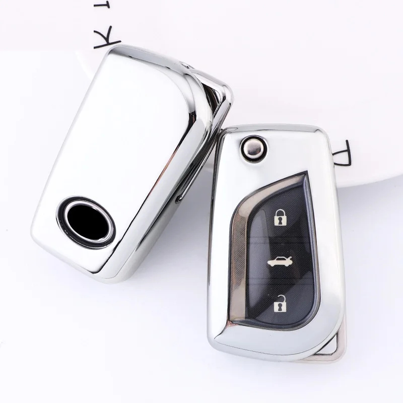 Серебристый ТПУ полный защитный чехол для ключей для Toyota Rav4 Prius Camry Corolla Avensis Verso Yaris Aygo Scion TC IM-16 - Название цвета: Серебристый