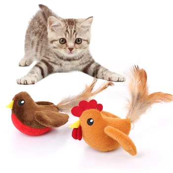 

New Innovative Lovely Bird/cock Design Cotton Pull-ring Cat Toy Pull-ring Vibrating Cat Thumb Bite Cat Mint For Cats Teeth Toy