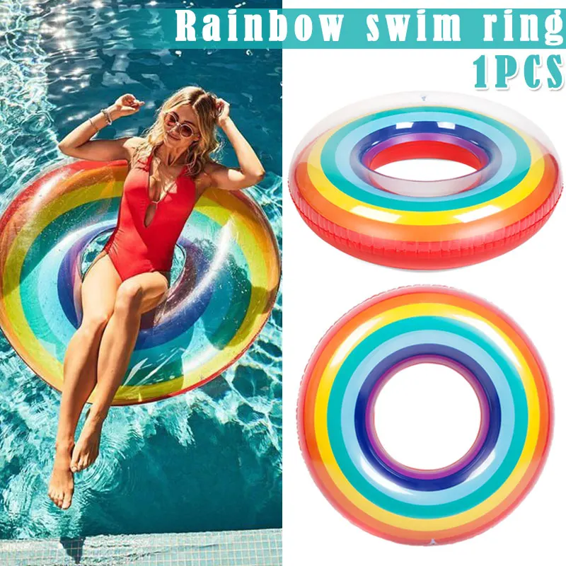 Высокое Качество Радужный поплавок надувное кольцо для плавания круг сиденье 90 см портативный для плавания ming бассейн