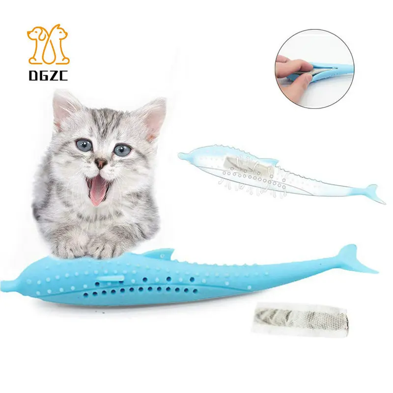 

Catnip Toothbrush Fish Shape Cat Eco-Friendly Silicone Molar Stick Teeth Cleaning Toy with Catnip Interactive Pets Chew Toys
