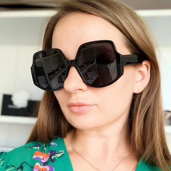 

QPeClou 2020 New Oversized Square Sunglasses Women Brand Designer Polygon Plastic Sun Glasses Men Big Frame Oculos De Sol UV400