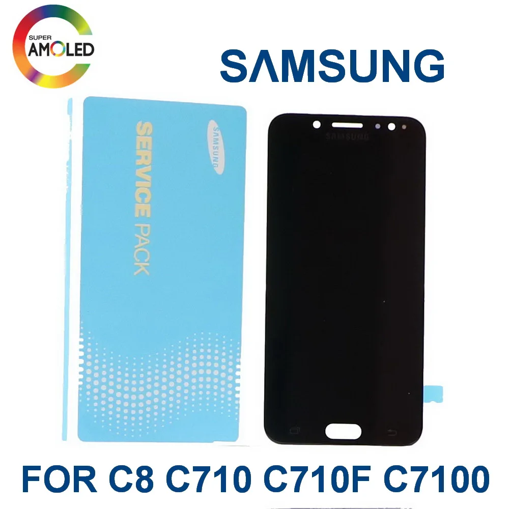 100% оригинальный сменный ЖК-дисплей SUPER AMOLED 5 дюйма для SAMSUNG Galaxy C8 C7100 C710F дисплей