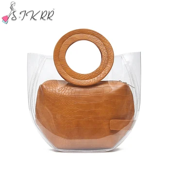 

S.IKRR Summer Bag Fashion Transparent Composite Bag Lady Beach Multicolor Clear Jelly Bags Luxury Handbags Women Bags Designer