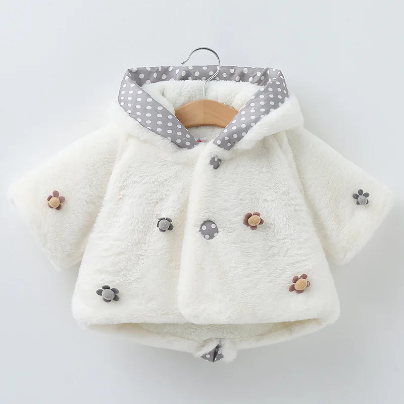 CYSINCOS/осенне-зимние пальто для малышей меховая накидка для девочек, флисовая куртка с капюшоном теплое пальто с милыми заячьими ушками детская Рождественская верхняя одежда - Цвет: white
