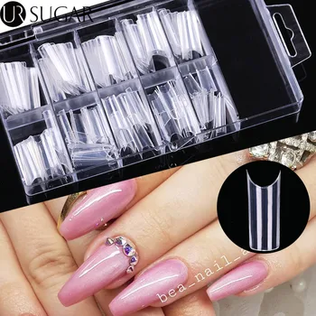 

100 Pcs/Box Shallow Fake Nail Tips Ultrathin Trace-Free C arc UV Gel Polish Nail Tips Professional Nail Extension Tools